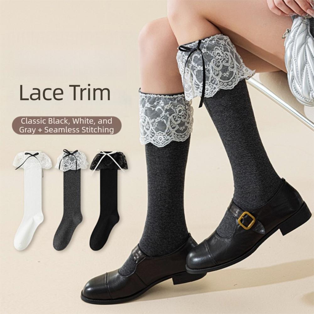 Ribbon Bow Stockings College Style Warm Socks New Long Socks Autumn Winter