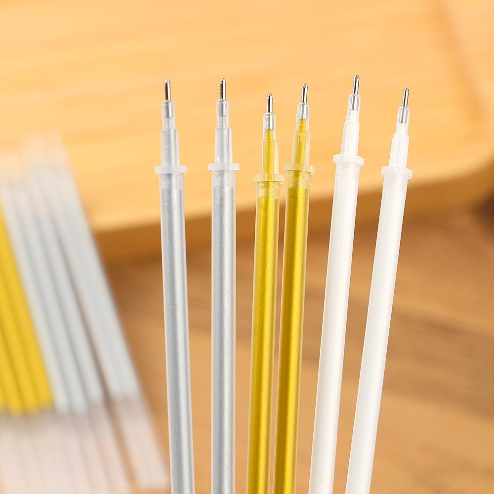 Buy 10Pcs 0.8mm White Gold Silver Gel Pen Refill Photo Album Pen Refills Stationery Office