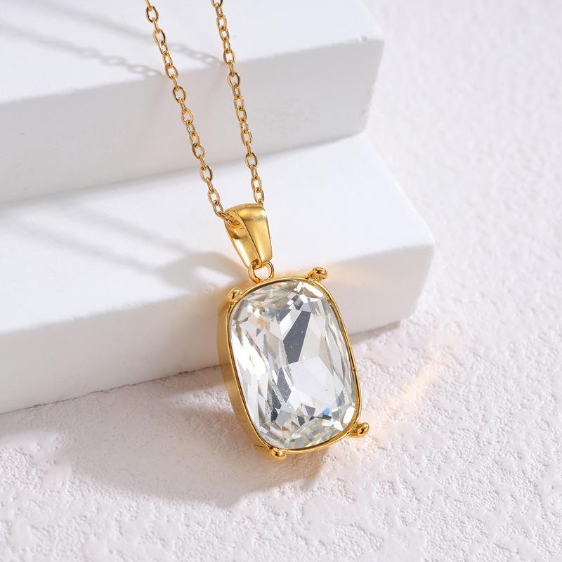 Hot-Selling Geometric Zirconia Square Necklace: European & American Style, Fashionable and Versatile for Autumn/Winter