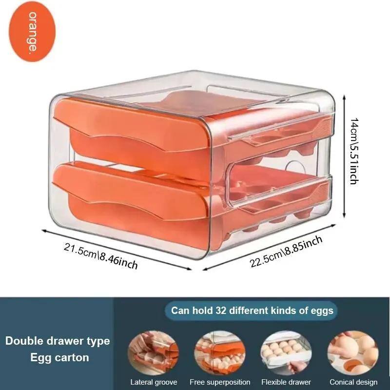 

Double-layer Capacity Pull-out Drawer Egg Storage Household Food Grade Kitchen Preservation Box Put in The Refrigerator Store оранжевый