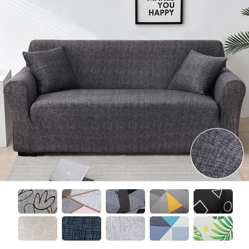 Ash Color Elastic Sofa Covers For Living Room Corner L -Shape Couch Cover Sectional Chair Slipcovers Protector Cover 1 /2 /3 /4 Seat
