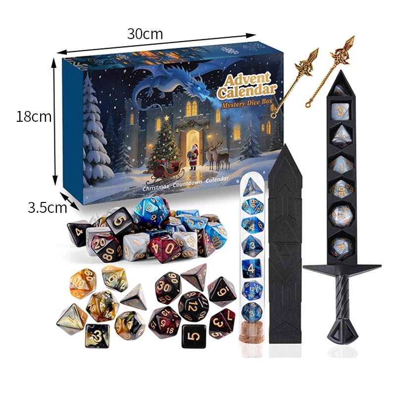 Christmas Advent Calendar 2025, Mystery DND Dice Set Vacation Advent Calendar 24 Days,Suitable for Dungeons and Dragons RPG, Role Playing Table Game