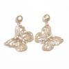Elegant Hollow Cut Butterfly Earrings With AB Crystal Accents Lightweight Alloy Studs Women Fashionable Retro Chic Jewelry