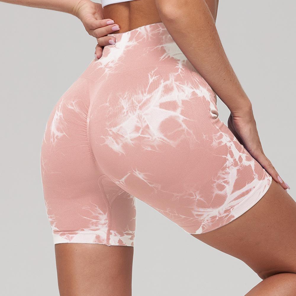 High Waist Tie-Dye Yoga Shorts for Women - Tummy Control & Butt Lift, Sports Fitness Style