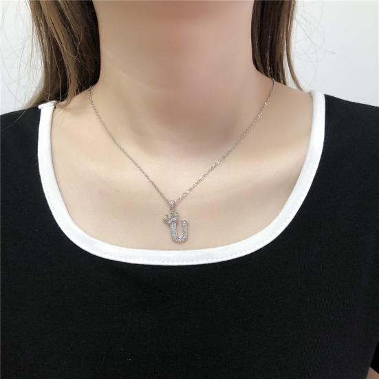 Pendant Necklace Crown 26 Letter Jewelry Sparkling Cubic Zirconia Choker Necklace Birthday Gift