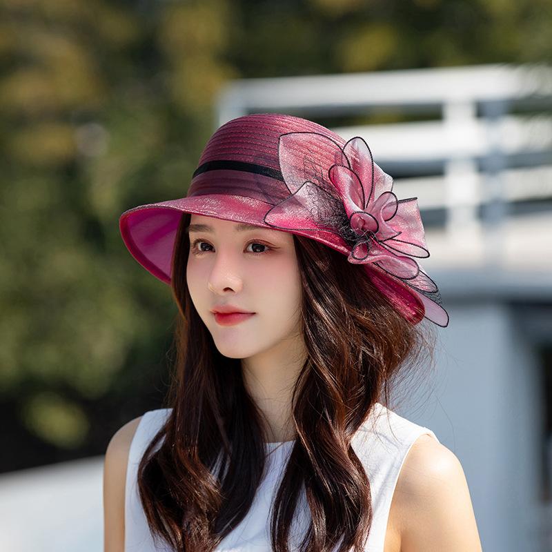 Fashion versatile organza bucket hat women's summer sunscreen face cover sun hat advanced design sense basin hat tide