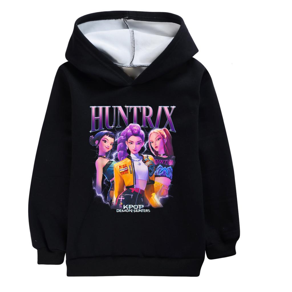 4992 Kids Girls Kpop Rumi Zoey Mira Print Casual Long Sleeves Velvet Warm Outerwear Hoodie Top