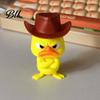 Trendy Room Decor Angry Duck Desk Figurine, 3D Printed Yellow Office Decoration with Cowboy Table Ornaments Hat, Little Animal Ornament for
