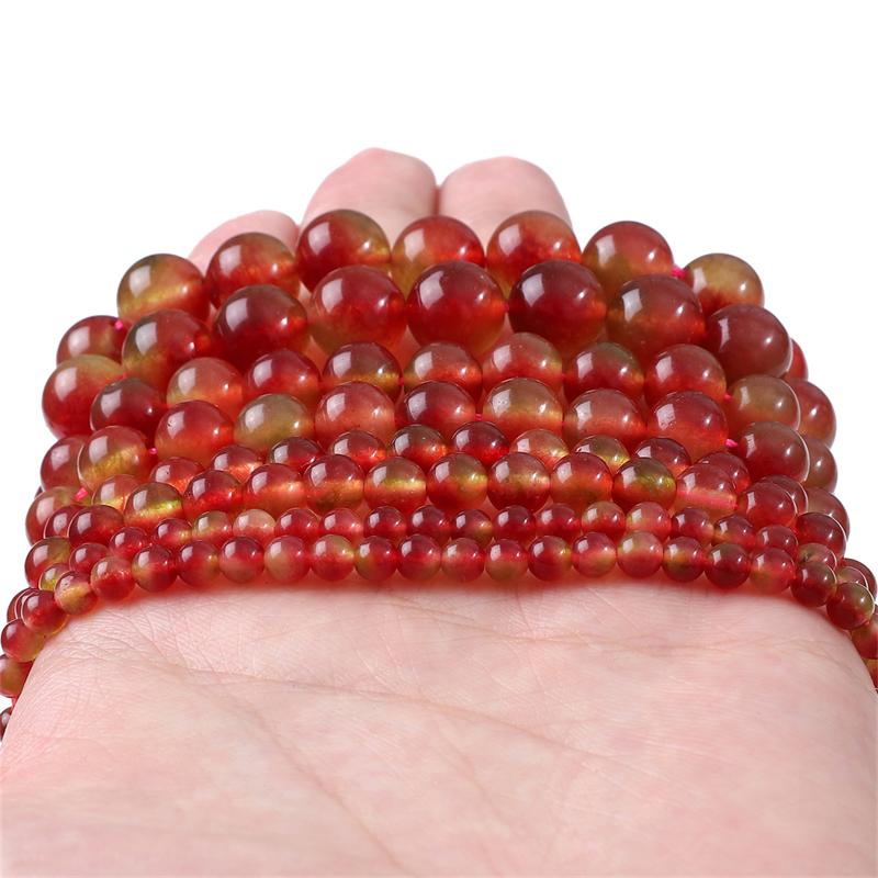 4/6/8/10mm Natural Stone Beads Watermelon Jade Round Loose Spacer Beads For Necklace Bracelet DIY Jewelry Making