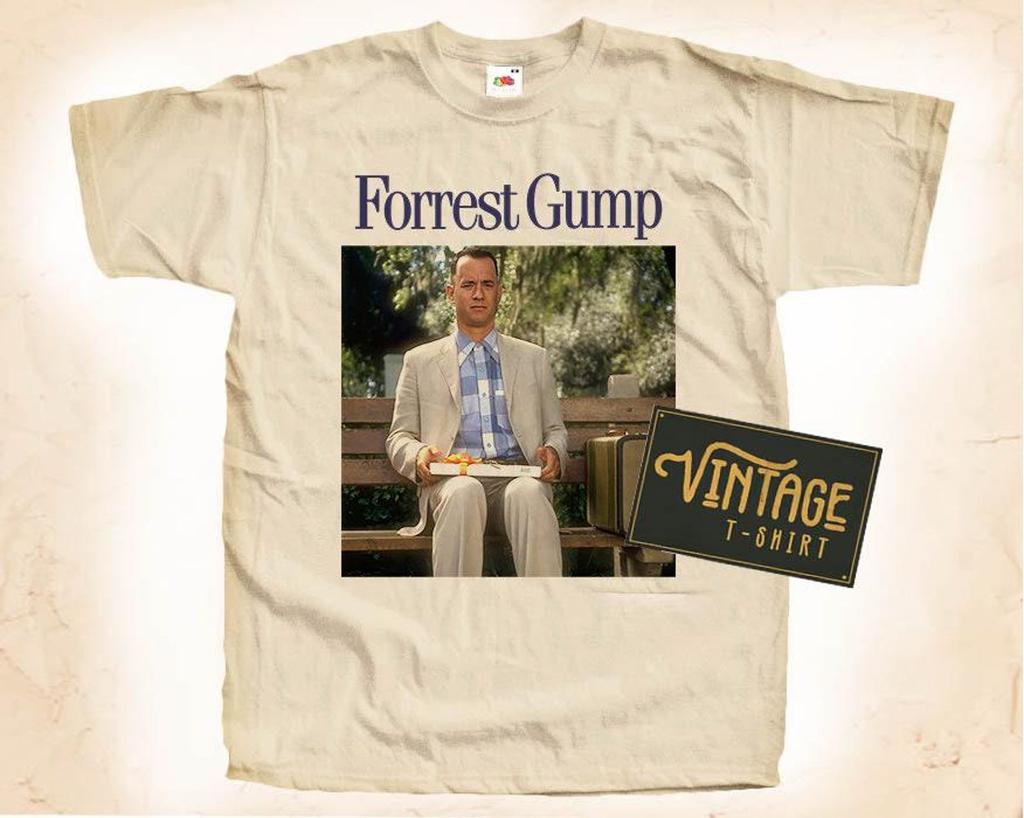 Forrest Gump Ver.7 T-Shirt Tee Natural Vintage Cotton Movie Poster All Sizes S M L XL 2X 3X 4X 5X