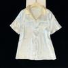 Summer Small Fresh Japanese Style Floral Short-Sleeved Pajamas Women'S Ice Silk Outer Wear Suit