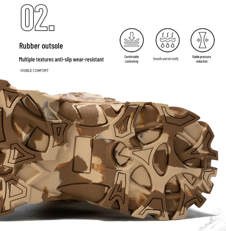 2024 Men's Plus Size High-Top Camouflage Combat and Hiking Boots