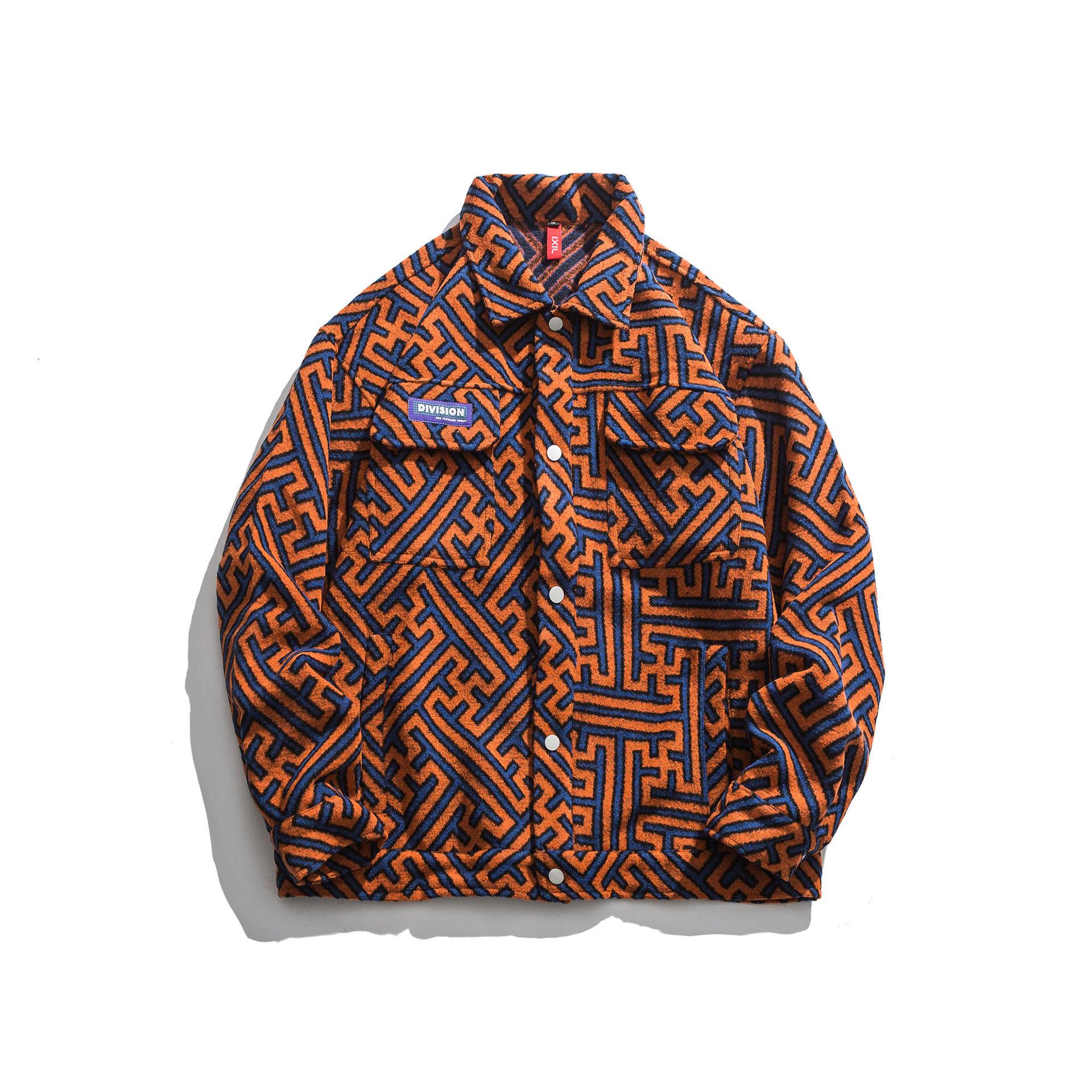 

Men s Trendy Color Block Lapel Jacket: Spring/Autumn Casual Loose Korean Style Workwear XXL помаранчевий