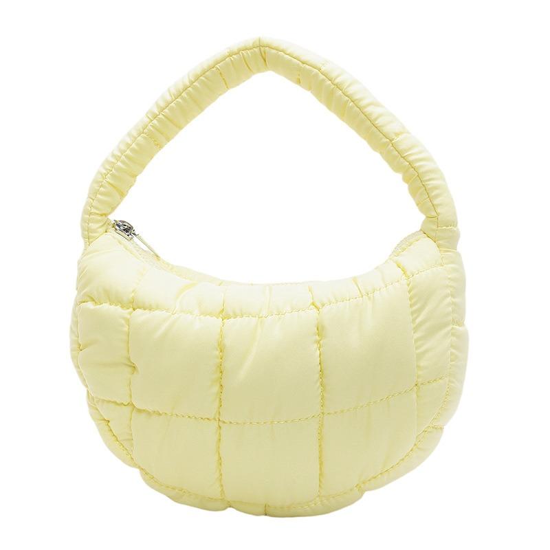 Niche fashionable pleated cloud bag women's solid color personalized hand carry cotton clothing bag