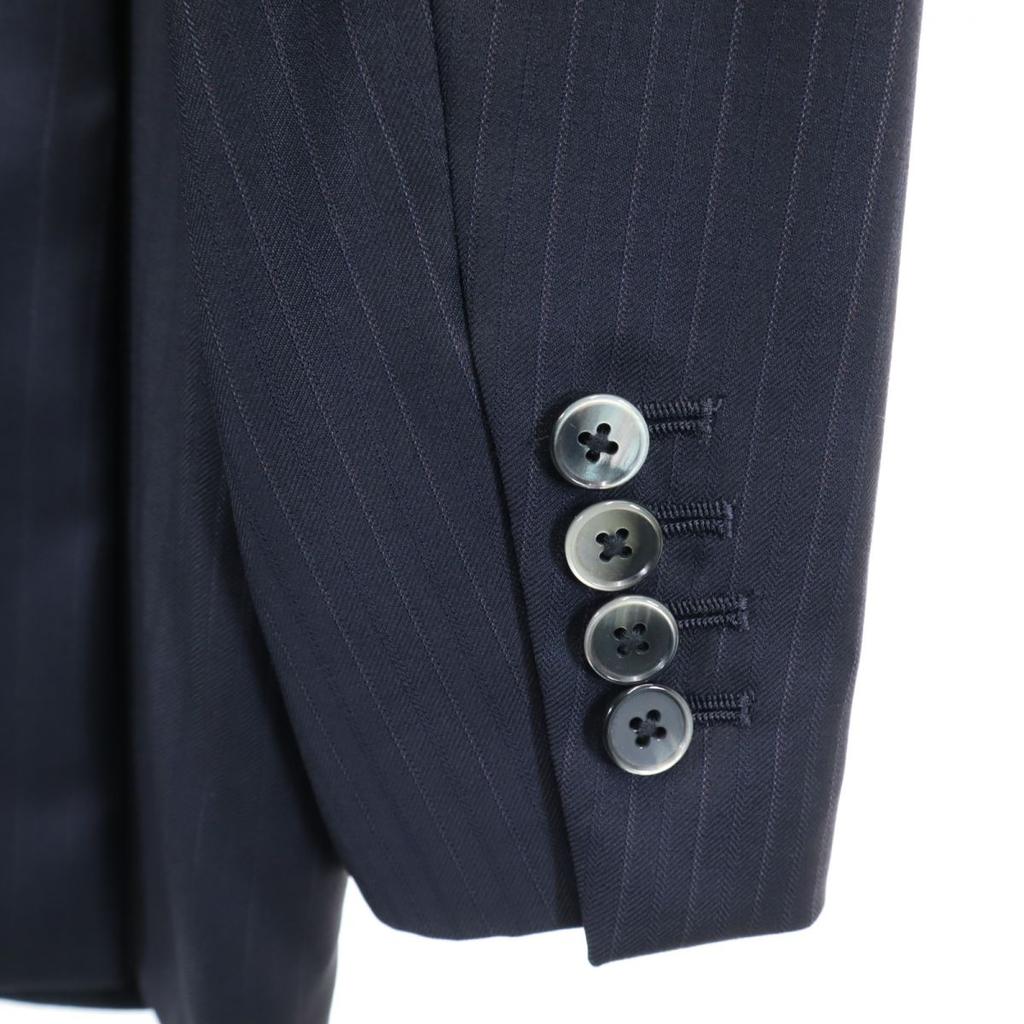 VISARUNO Made In Japan Wool Stripe Suit Setup Navy Men's Used