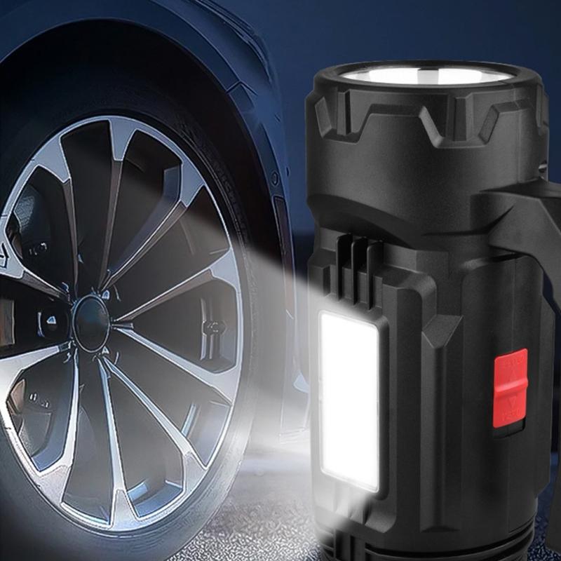 Practical LED Spotlights with Front and Side Lights, Integrated Carry Handle, USB Type C Charging, and 3 Mode for Outages and Garage Tasks