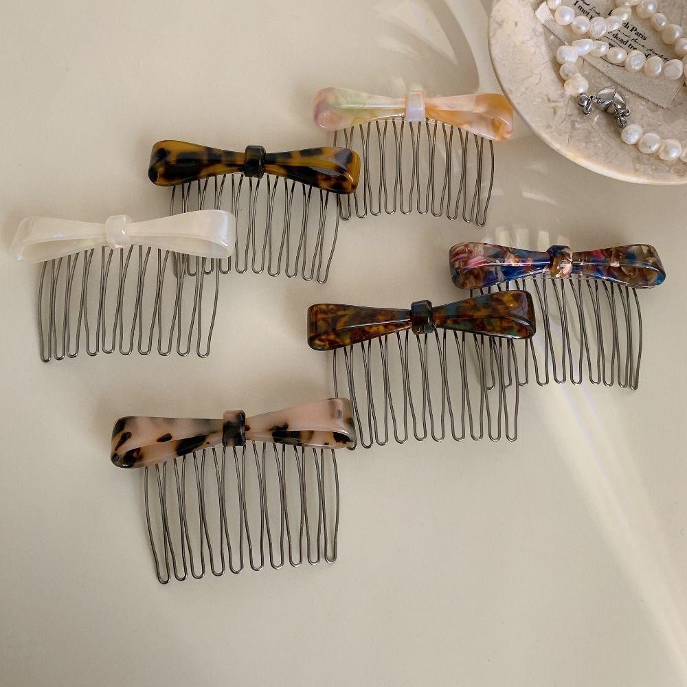 Styling Tools Acetate Hair Side Clip 10 Teeth Inverted Insert Hairpins Bowknot Hair Grips Fashion Accessory