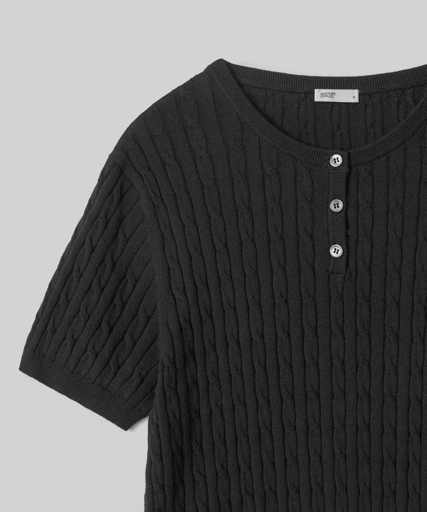 ANOTHER OFFICE WOMEN W. Henley Neck Cable Knit (Black)