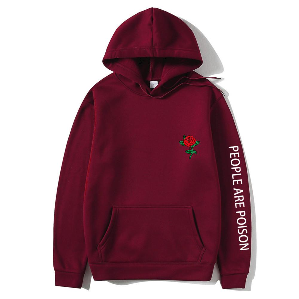 2023 podzim zima nová mikina s kapucí pánská móda mikina s červenou růží a potiskem podzim zima streetwear muži ženy ležérní svetr s kapucí pánské