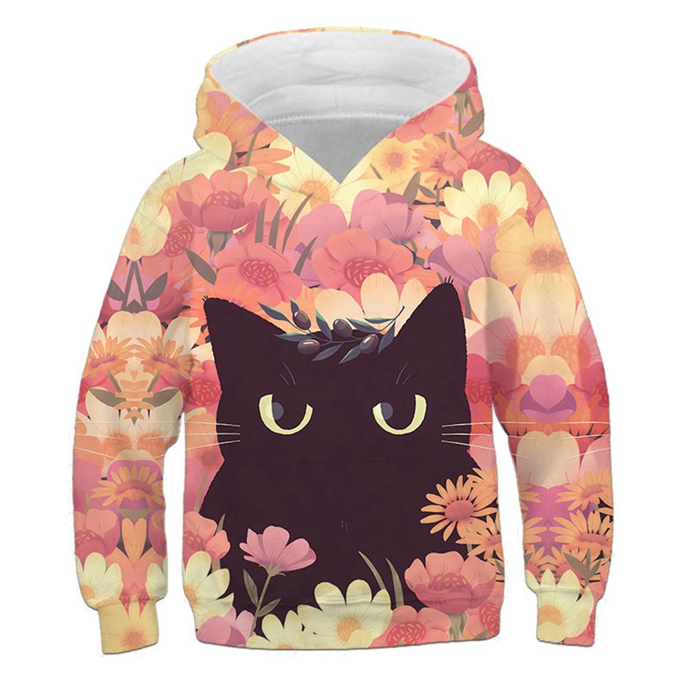 Kids Clothes Girl Hoodies Long Sleeve Cute 3D Cat Print Children Spring Fall Clothes Casual Kawaii Outdoor Boy Girl Clothes Tops