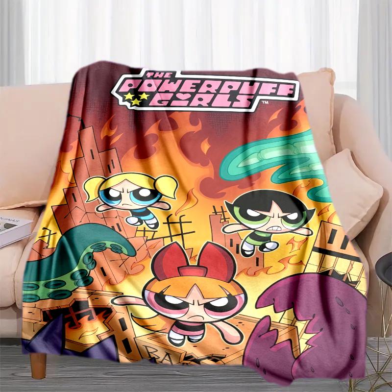 1PC The Powerpuff Girls printed blanket, all season lightweight home office outdoor nap multifunctional blanket A8