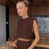2024 Summer Women's Cotton Linen Two-Piece Set: Sleeveless Shoulder Pad Top & Trousers – European-American Casual Fashion