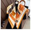 Korean Style Geometric Printed Silk Scarf For Women Summer Fashion