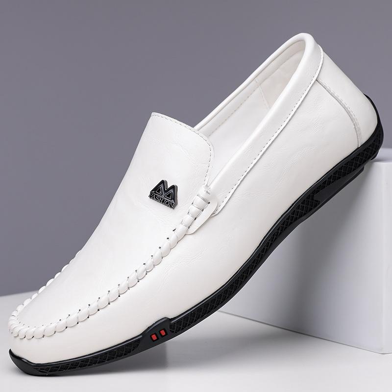 Summer Autumn New Designer Leather Shoes for Men Soft Sole Casual Loafers Male Solid Color Driving Shoes Man