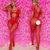 Red Fishnet Bodystocking Women'S Sexy Lingerie See Through Open Crotch Tights Hot Erotic Costumes Transparent Women Underwear