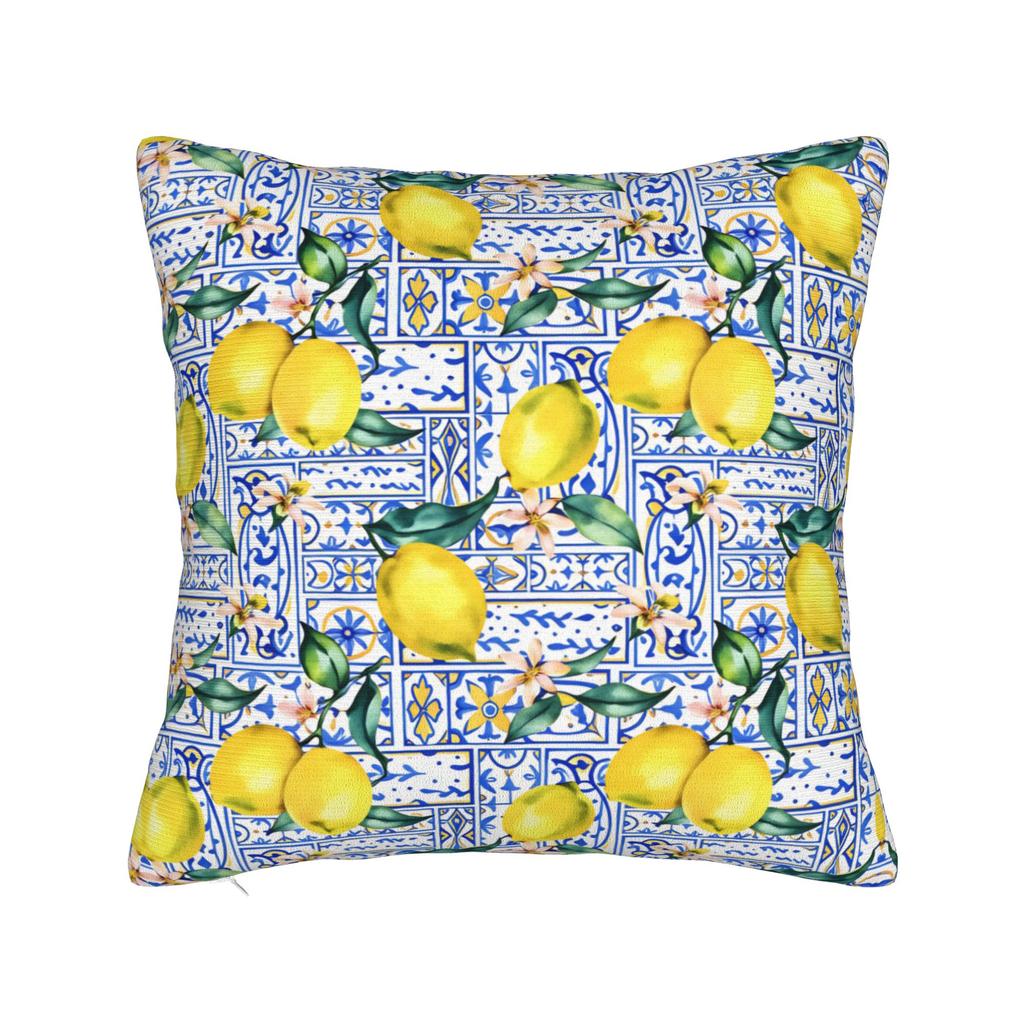 Yellow Lemon Pattern Pillow Case Vintage Pillow Cover Comfy Pillowcases For Living Room Bed Chair