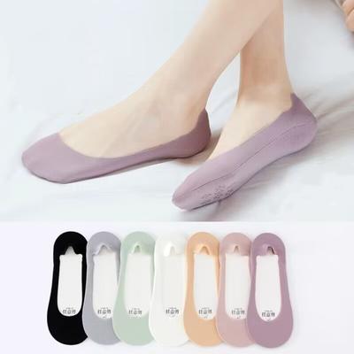 1 Pairs Silicone Anti-slip Invisible Boat Socks Cotton Bottom Ice Silk Socks Women Socks  Summer