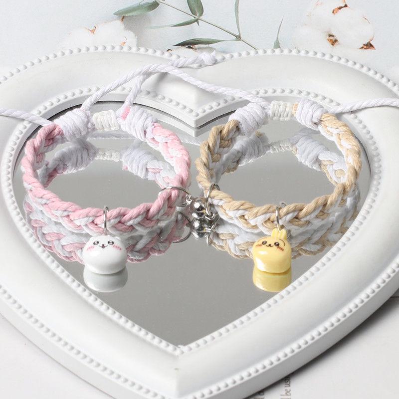 Chiikawa Cotton Linen Adjustable Cartoon Couple Bracelet - Magnetic Bestie Bracelet for Women