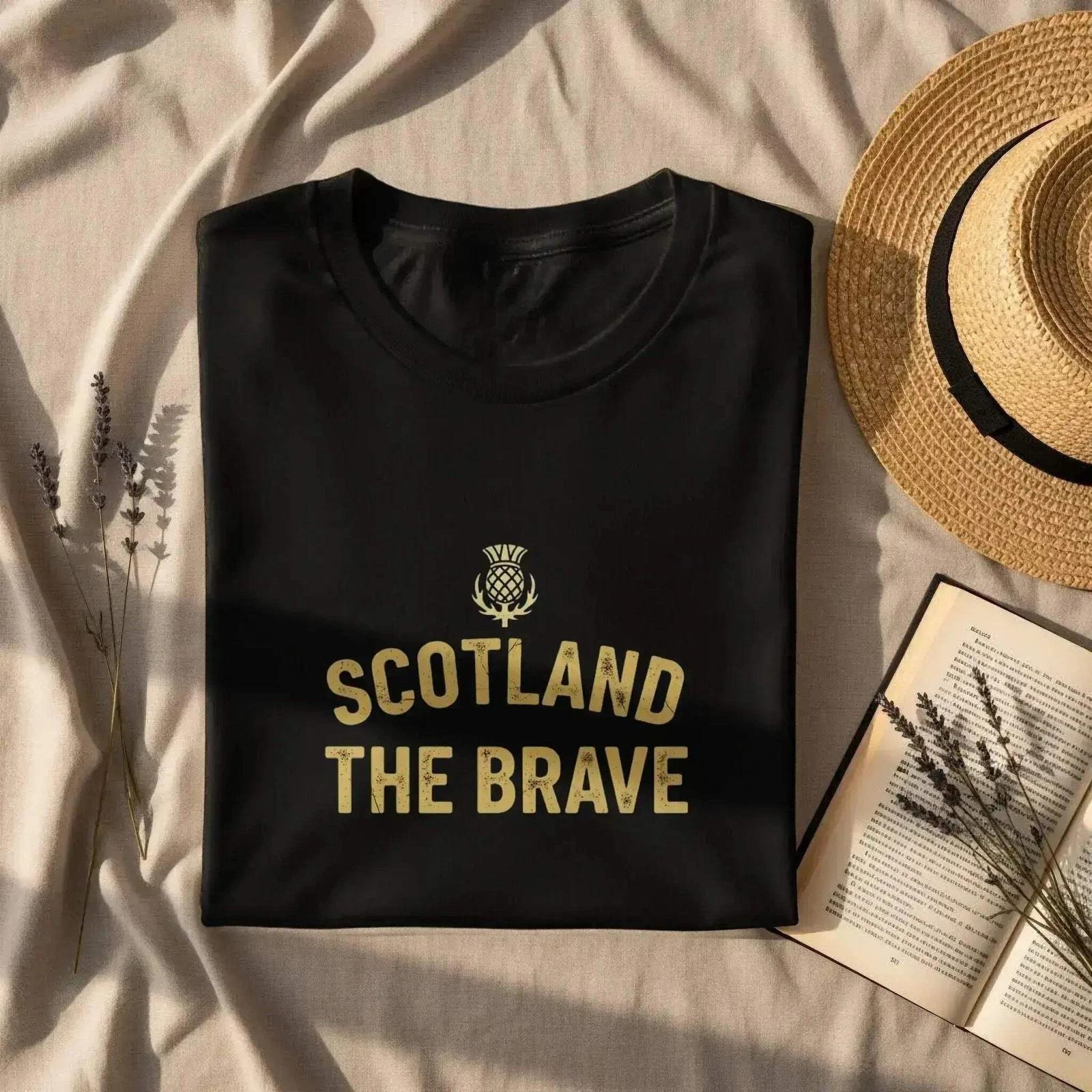 Scotland The Brave With A Thistle Graphic Design T-Shirts S