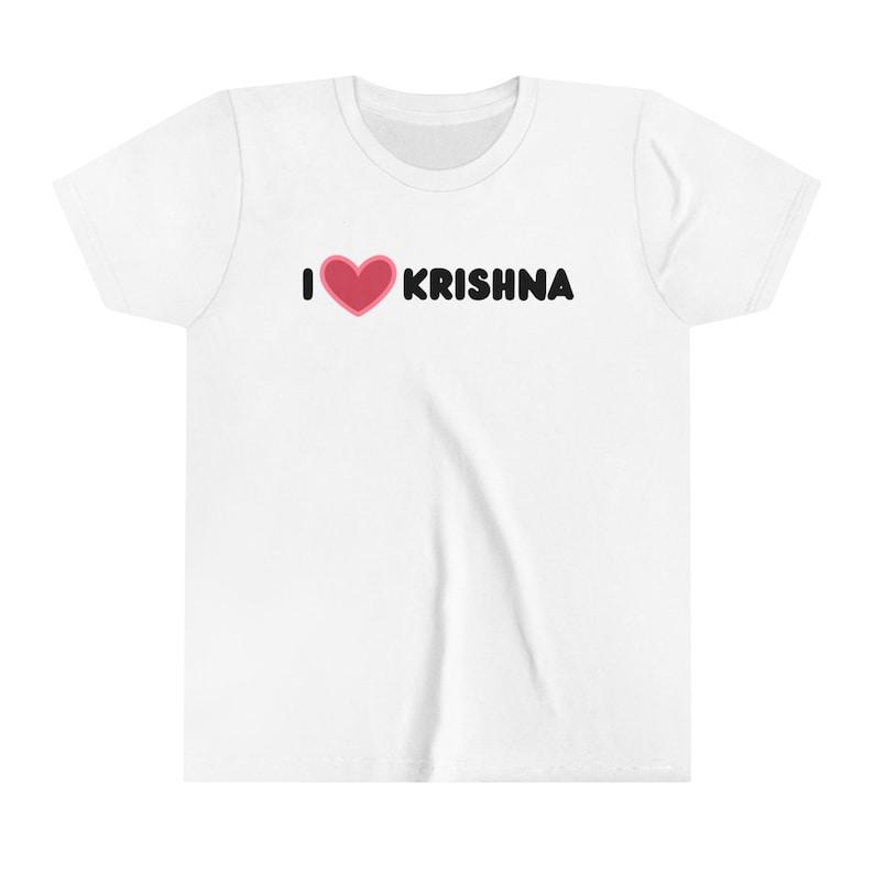 Youth I Love Krishna Jersey Tee Hare Krsna Devotional Clothing Little Bhakta Tshirt Spiritual Kids Apparel Bhakti Yoga Fashion Krishna Tees 100
