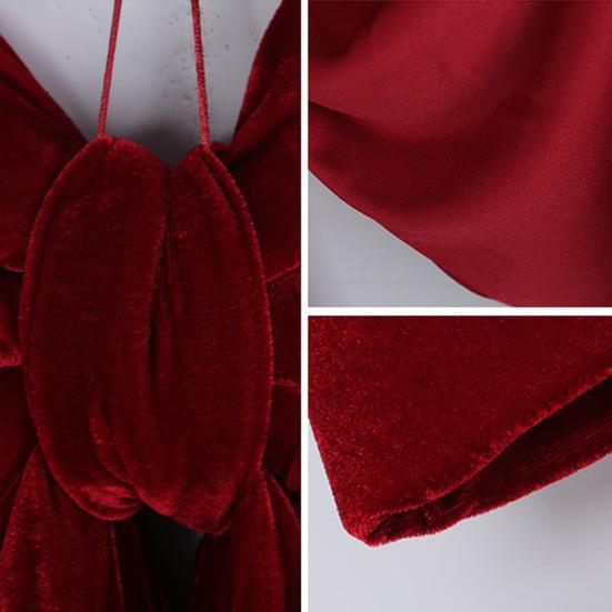 Christmas Bow Tree Topper Ornament Burgundy Velvet Wreath Bows Christmas Hanging Ribbon Gift Bows for Holiday Home Wall Outdoor Party Decoration