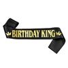 1pc Gold Foil Black Satin Birthday King Sash Banner Men Boys Happy Birthday Fun Party Decor Accessory Supplies Favor Gift 5
