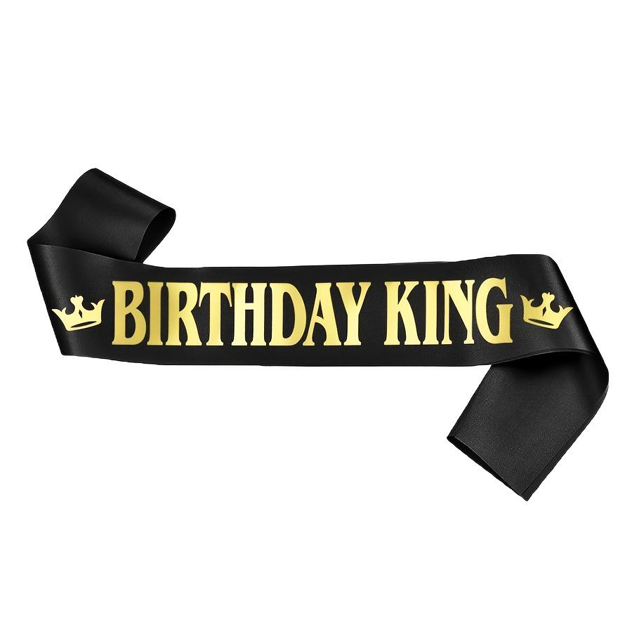 1pc Gold Foil Black Satin Birthday King Sash Banner Men Boys Happy Birthday Fun Party Decor Accessory Supplies Favor Gift 5