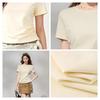 MJ Stil Damen Kurzarm Enganliegend Plissiertes T-Shirt