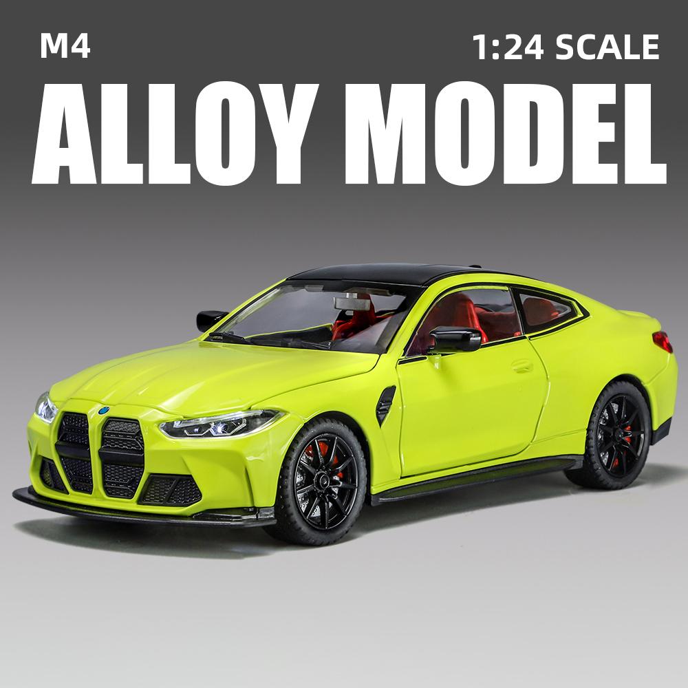 1:24 Metal Die Cast M4 Sports Car Model Simulation Sound Light Boy Toy Car Home Decor Children's Birthday Gift Halloween Toys