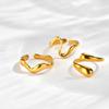 Minimalist Geometric Stainless Steel Ring for Women Wavy Water Drop Rings Gold Plated Daily Jewelry Gift