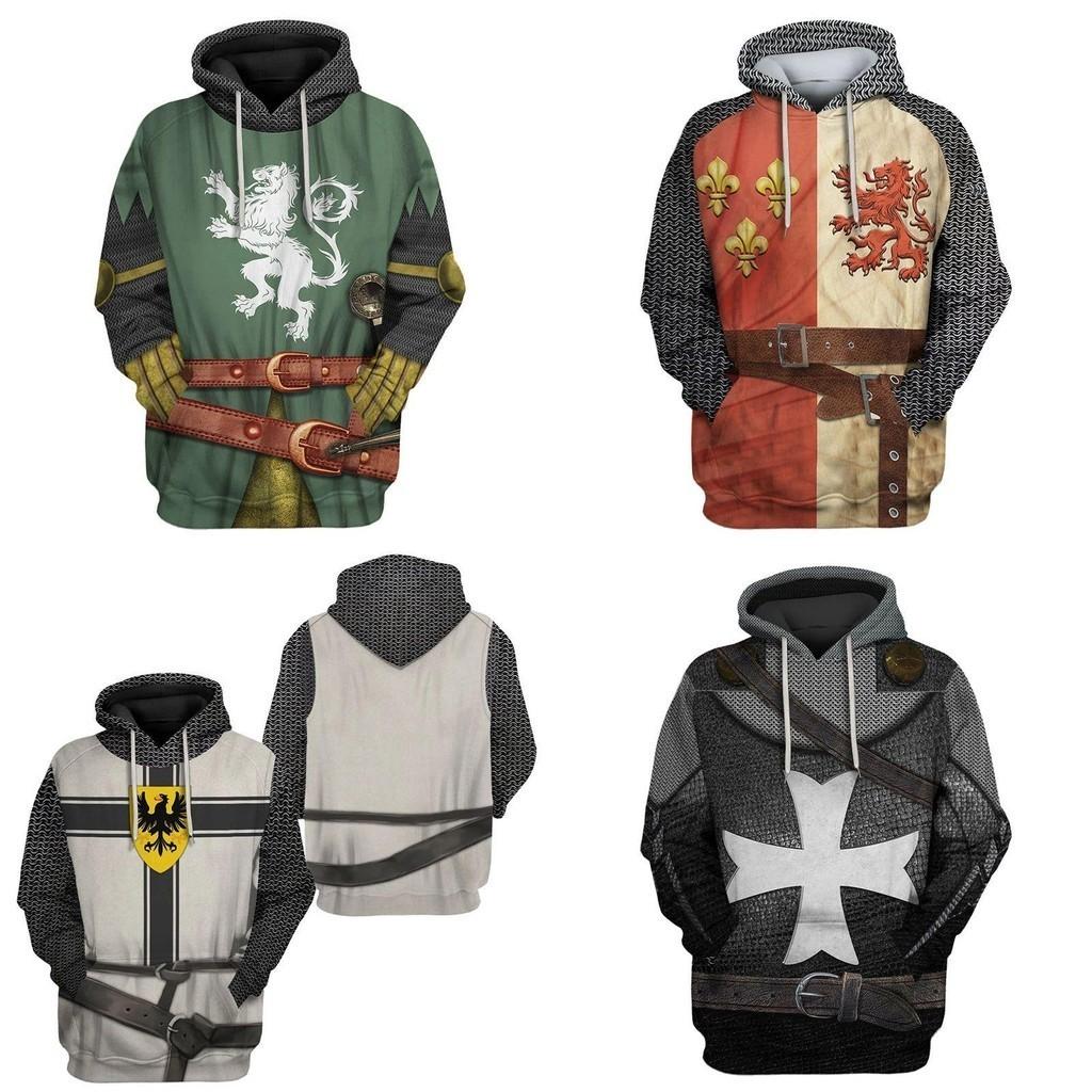 Medieval Knight Hoodie Pullover For Men And Women With Vibrant 3d Printing Design