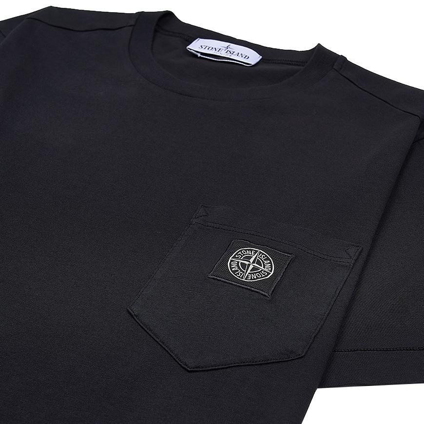 Stone Island T-Shirt Logo Print Crew Neck Short Sleeve Kids tops Black 801620347-V0029