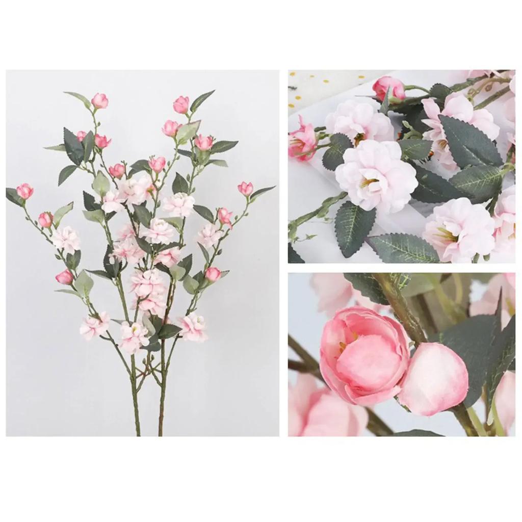 6pcs Camellia Artificial Flower with Long Stems Silk Blossom Fake Flowers Branches for Home Decor and Wedding Arrangements