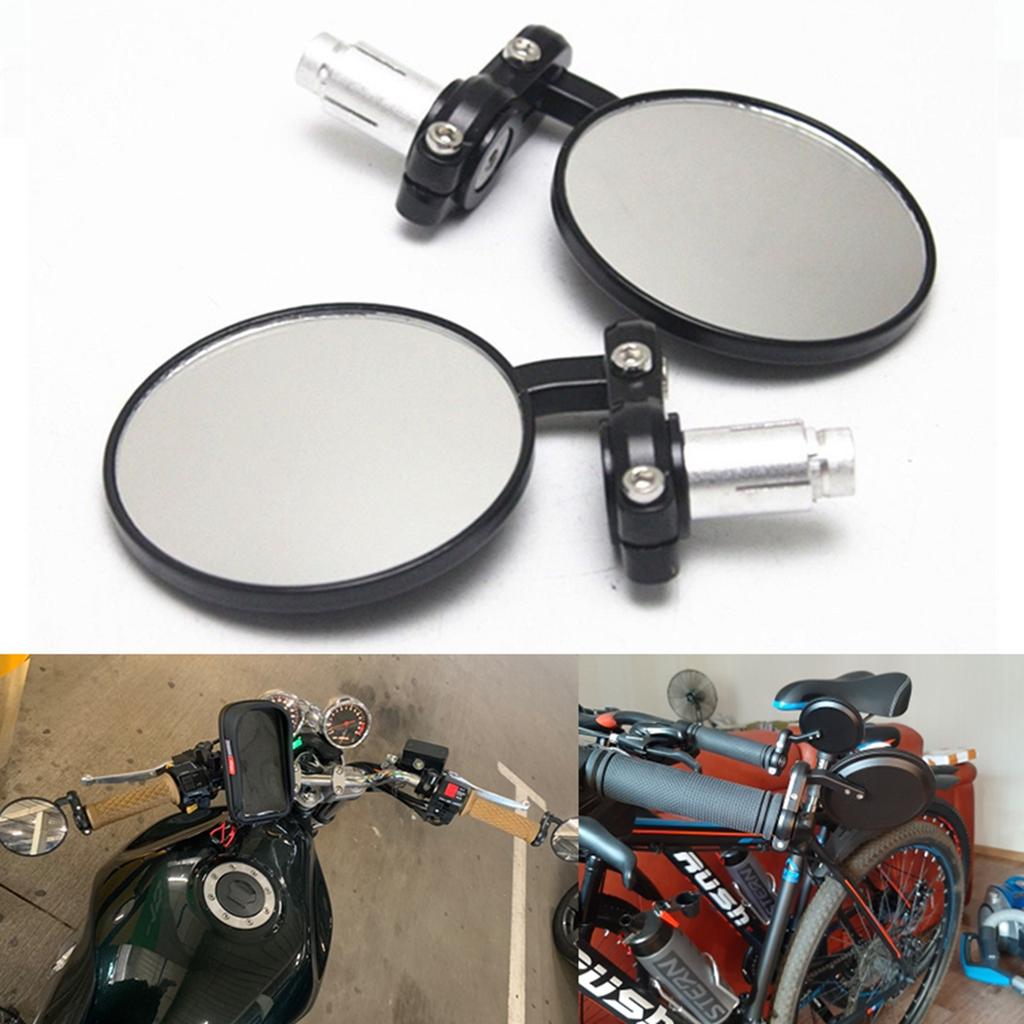 2PCS 7/8" 22mm Universal Motorcycle Mirror Handlebar Aluminum Rear View Handle Bar End Side Mirror With Led Light For Cafe Racer