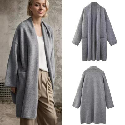 Großer Umlegekragen Bademantelstil Doppelseitiger Wollmantel Damen Lang Koreanische Mode Kurz Locker Winterjacke