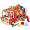 Wooden Bus with PushAlong Shape Sorter Educational for Young Children,