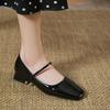 Fashion Women's Mary Janes Shoes New High Quality Pumps Low Heel Dress Shoes Square Toe Shallow Buckle Strap Women's Shoes