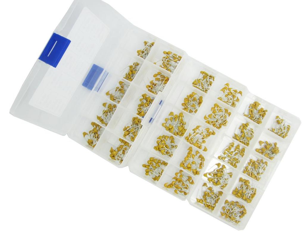 WINGONEER 600pcs Multilayer Monolithic Ceramic Capacitor Assortment Kit, 30 Values 10pF-10uF, 20pcs Each, with Plastic Box