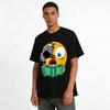 Scary Half Skull Emoji Reading Graphic Print Short Sleeve Top Pure cotton T-shirt
