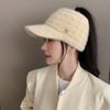 Women's Autumn and Winter Empty Top Rabbit Fur Plus Velvet Warm Baseball Cap Korean Version Versatile Winter Cold Proof Knitted Wool Hat Thick